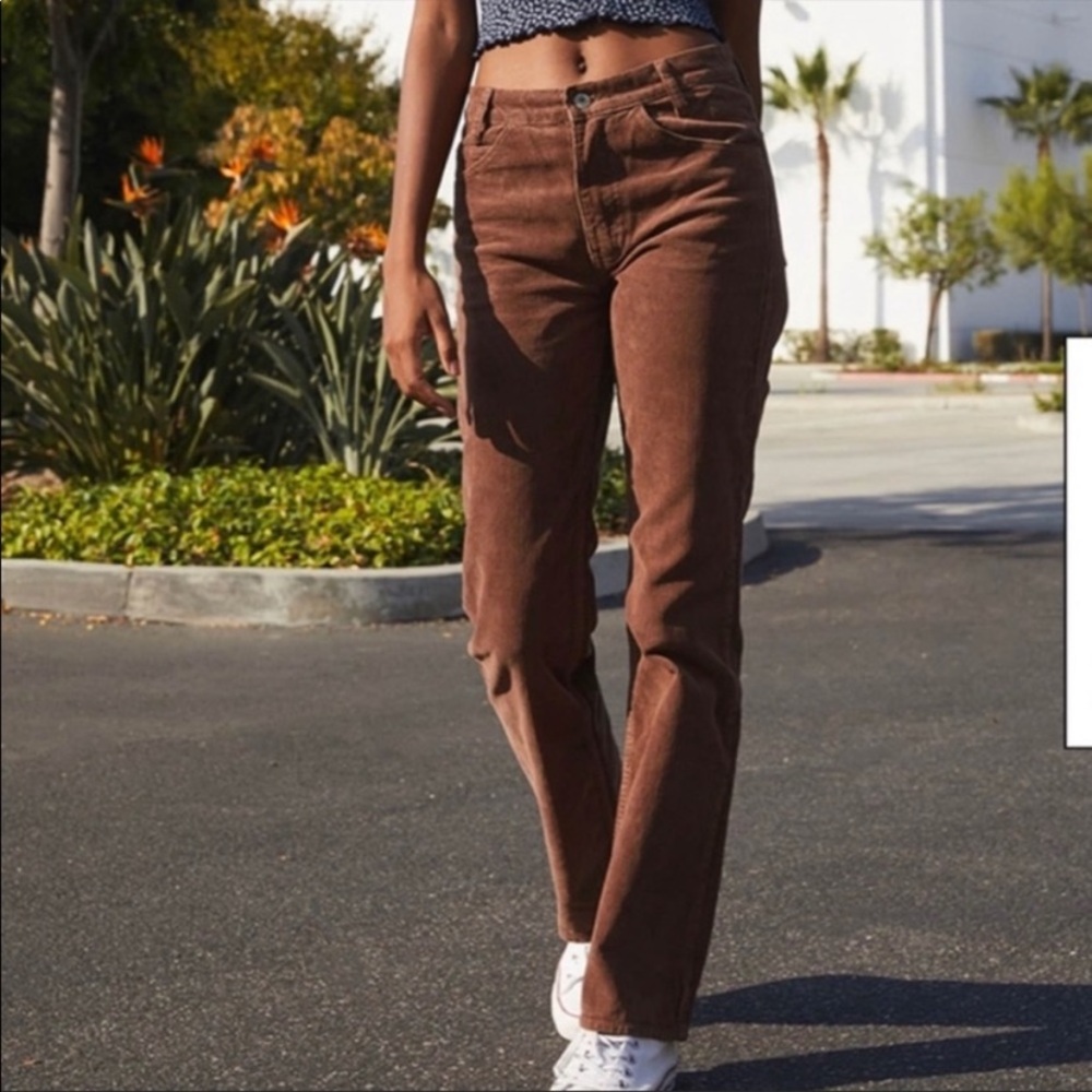 Brown Cord Pants Mid-Rise